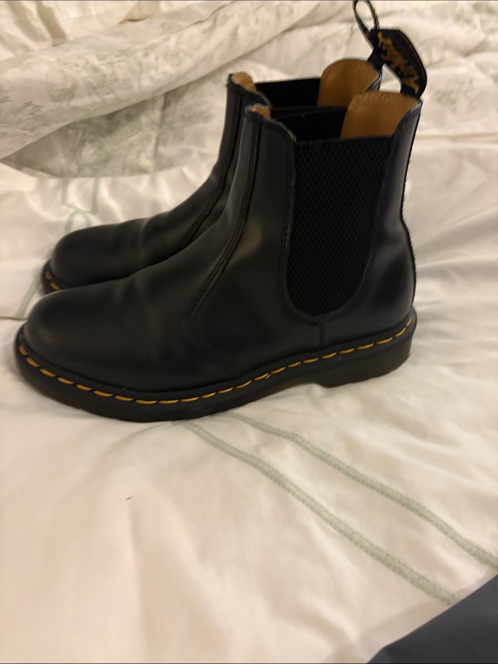 Dr. Martens Black Chelsea Boots with Yellow Stitching